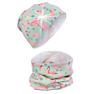 Set cappello riflettente a 360° e sciarpa ad anello per bambini - Flamingo
