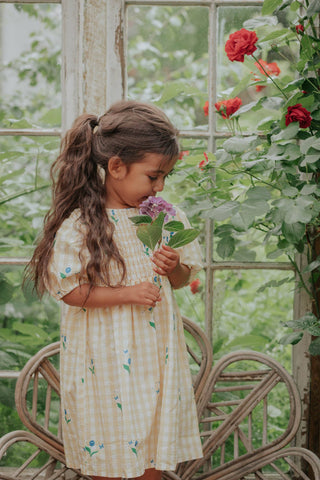 AGNES FLOWER SS DRESS - FIORI AL SOLE AOP: 4Y/104
