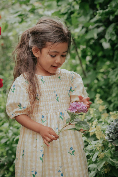 AGNES FLOWER SS DRESS - FIORI AL SOLE AOP: 5Y/110