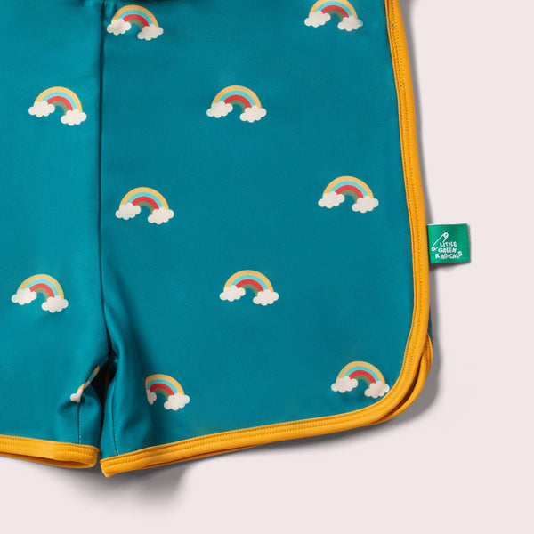 Pantaloncini da bagno riciclati Teal Rainbows: Arcobaleni color verde acqua / 2-3y
