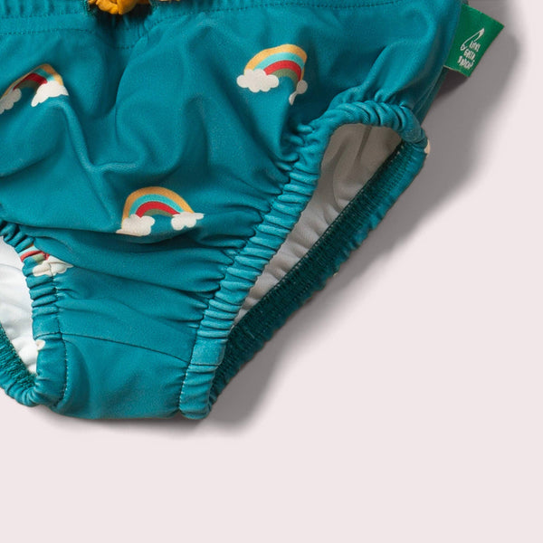 Pannolino da nuoto riutilizzabile Teal Rainbows: Arcobaleni color verde acqua / 00-06