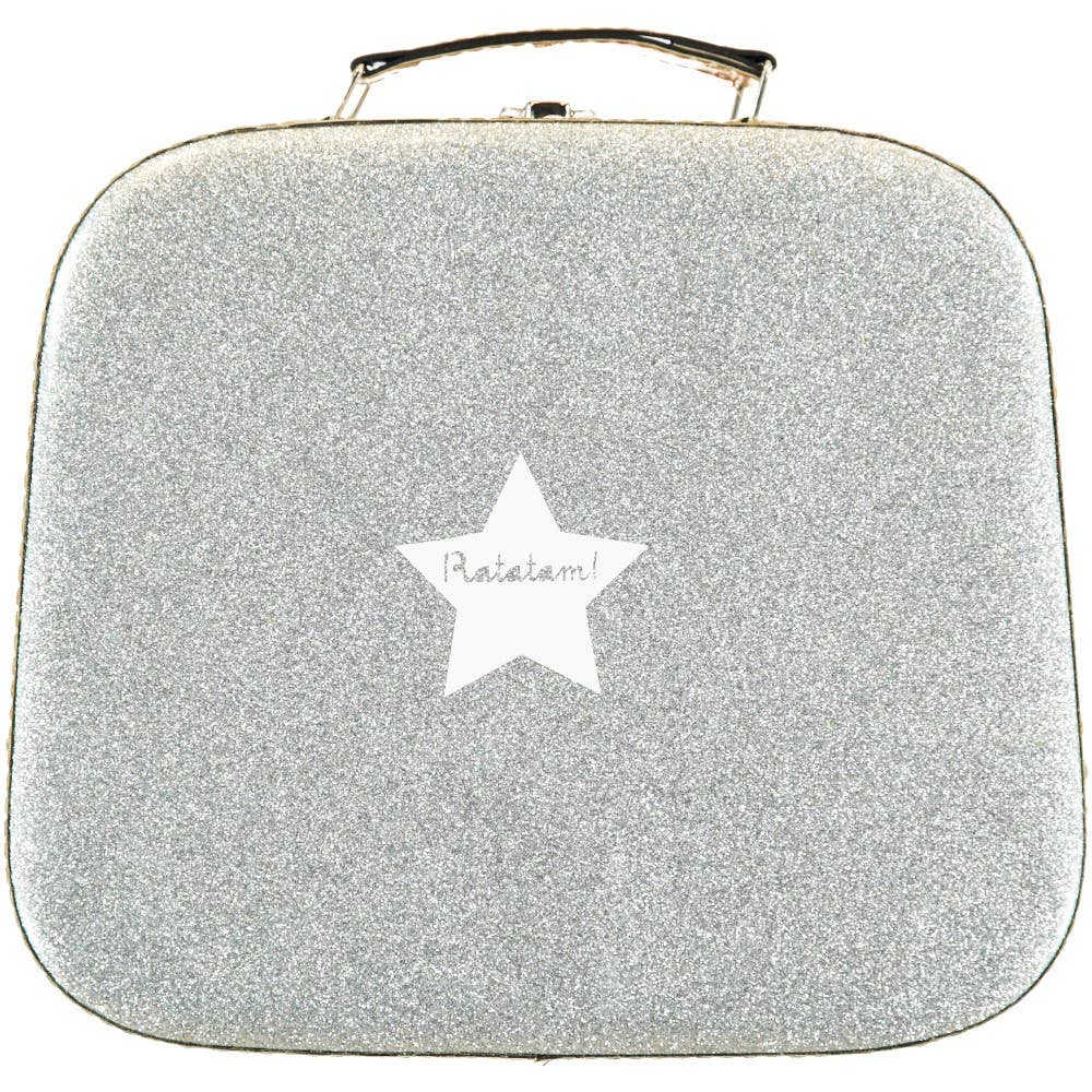 Valigia con glitter argentato da 24 cm