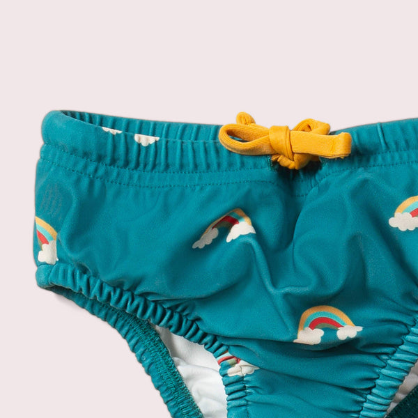 Pannolino da nuoto riutilizzabile Teal Rainbows: Arcobaleni color verde acqua / 00-06