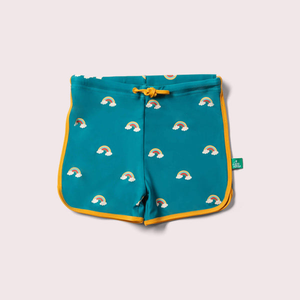 Pantaloncini da bagno riciclati Teal Rainbows: Arcobaleni color verde acqua / 5-6 anni