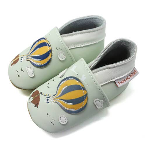 Pantofole in pelle per neonati - Mongolfiere: 18-24 mesi