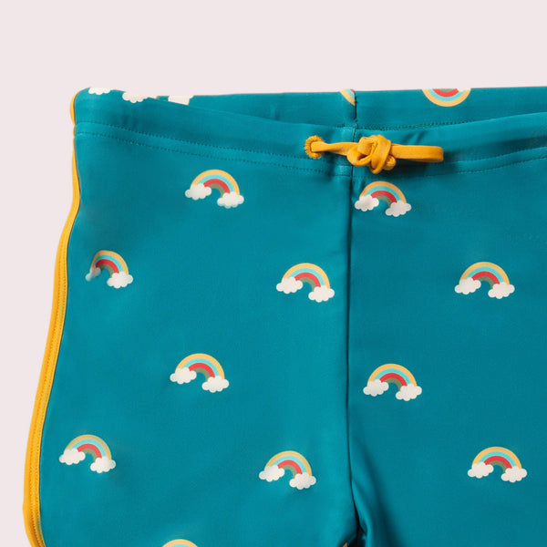 Pantaloncini da bagno riciclati Teal Rainbows: Arcobaleni color verde acqua / 5-6 anni