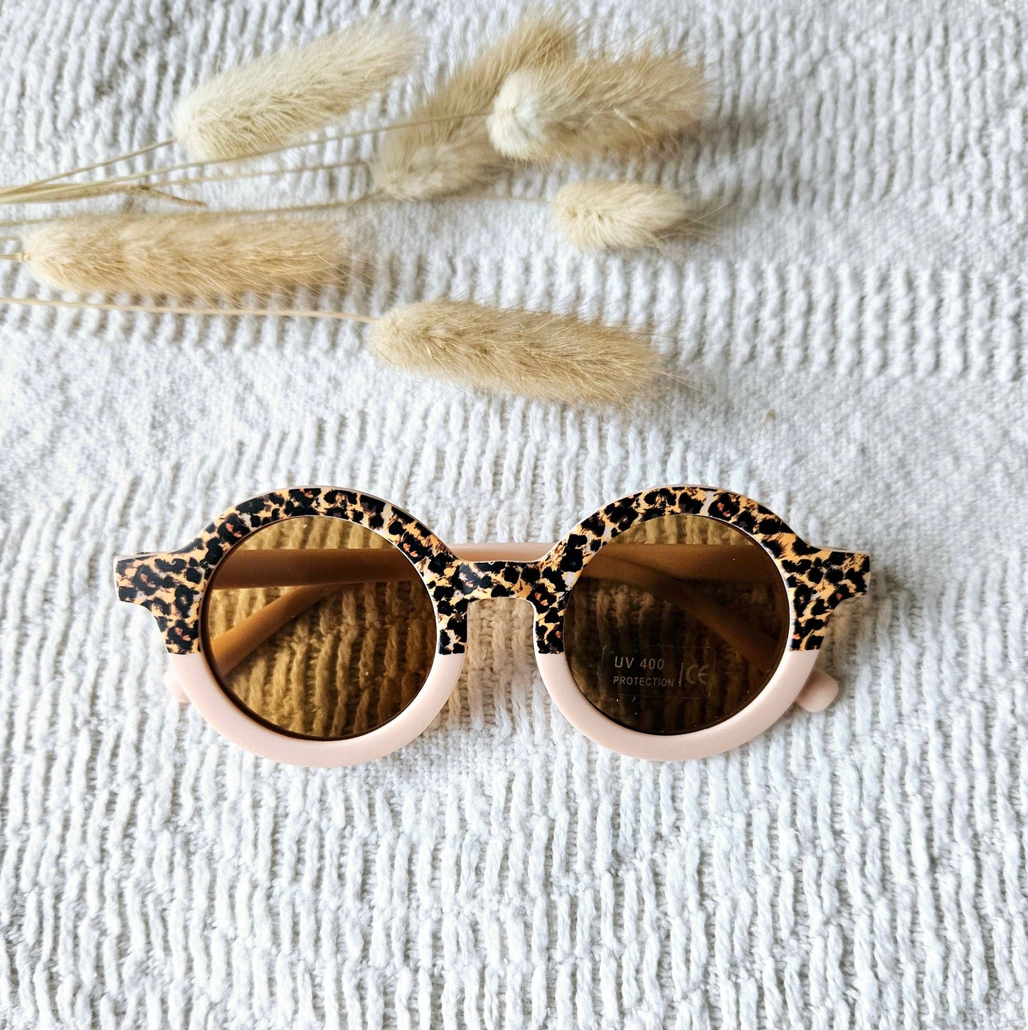 Occhiali da sole per neonati e bambini UV400 rotondi - Soft Pink/Leopard