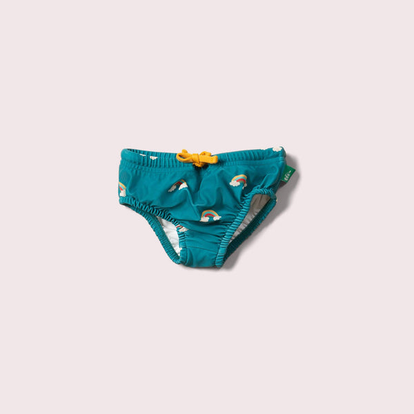Pannolino da nuoto riutilizzabile Teal Rainbows: Arcobaleni color verde acqua / 00-06