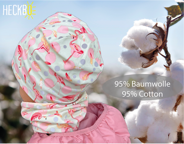 Set cappello riflettente a 360° e sciarpa ad anello per bambini - Flamingo