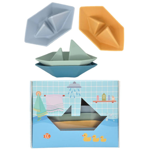 Giocattoli da bagno Montessori - Barche impilabili in silicone per uso alimentare
