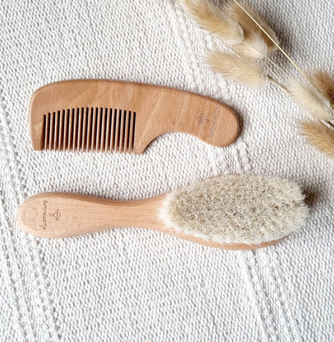 Set spazzola e pettine per bambini in legno, regalo di maternità